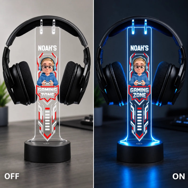 Custom Name Gaming Zone Gifts for Young Gamers - Personalized Headphone Stand