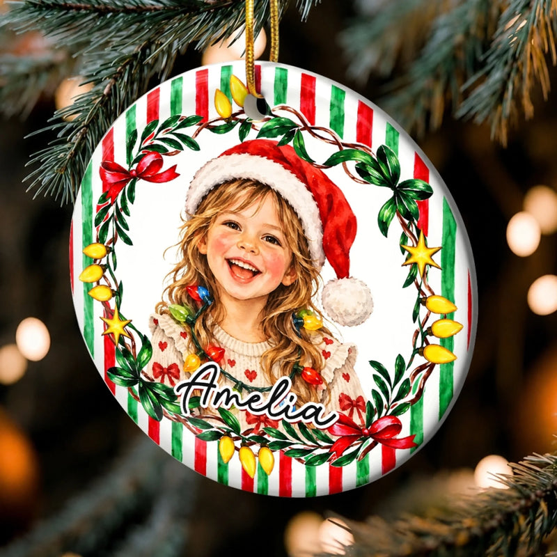 Custom Photo Family Christmas Gifts - Personalized Ceramic Ornament