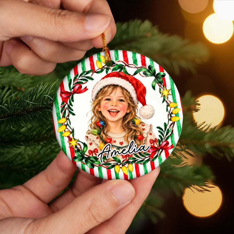 Custom Photo Family Christmas Gifts - Personalized Ceramic Ornament