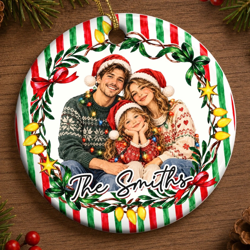 Custom Photo Family Christmas Gifts - Personalized Ceramic Ornament