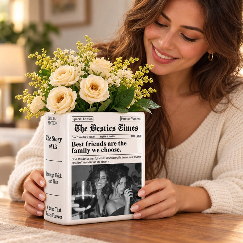 Custom Photo Best Friend Gifts - Personalized Book Vase
