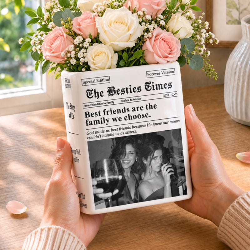 Custom Photo Best Friend Gifts - Personalized Book Vase