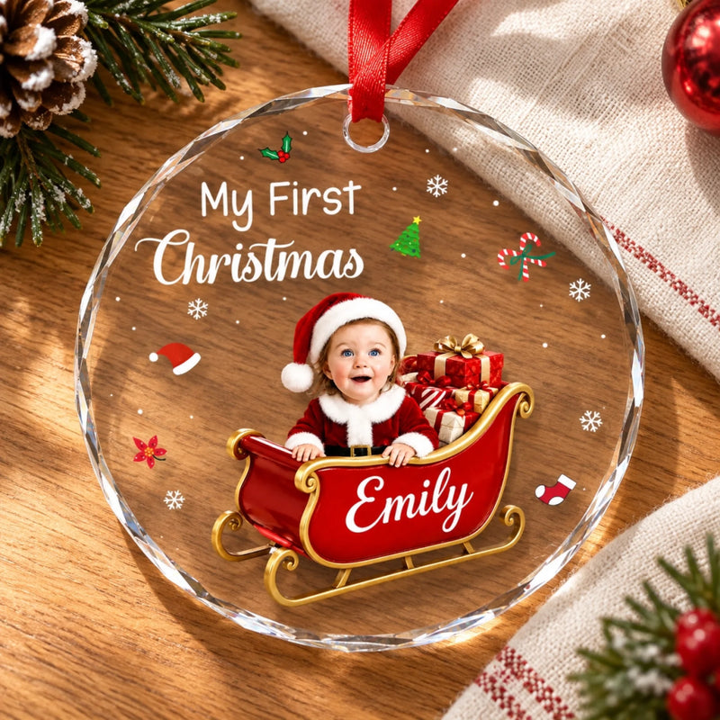 Custom Name Baby's First Christmas Gifts - Personalized Glass Ornament
