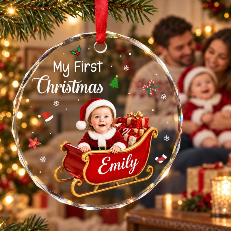 Custom Name Baby's First Christmas Gifts - Personalized Glass Ornament