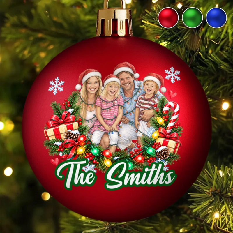 Custom Name Christmas Gifts For Family- Personalized Photo Full Wrap Ball Ornament