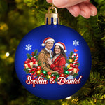 Custom Name Christmas Gifts For Couple - Personalized Photo Full Wrap Ball Ornament