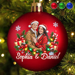Custom Name Christmas Gifts For Couple - Personalized Photo Full Wrap Ball Ornament
