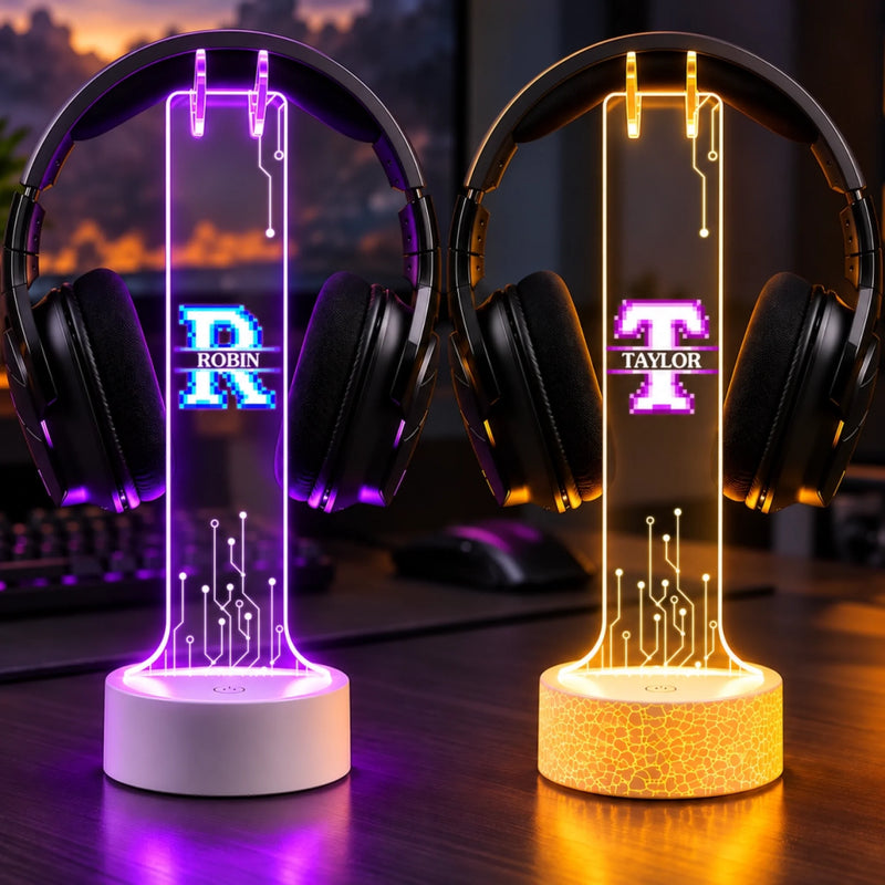 Custom Name Neon Circuit Gifts for Gamers - Personalized Headphone Stand
