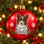 Custom Name & Photo Christmas Pet Portrait Gifts for Pet Lovers - Personalized Full Wrap Ball Ornament