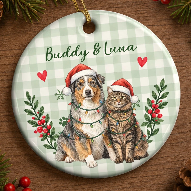 Custom Name Christmas Keepsakes for Pet Lovers - Personalized Ceramic Ornament