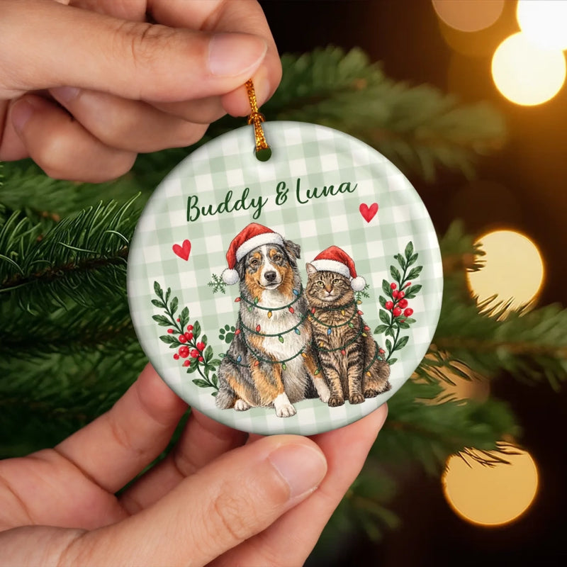 Custom Name Christmas Keepsakes for Pet Lovers - Personalized Ceramic Ornament