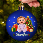 Custom Name Christmas Baby Gifts - Personalized Full Wrap Ball Ornament