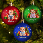 Custom Name Christmas Baby Gifts - Personalized Full Wrap Ball Ornament