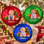 Custom Name Christmas Baby Gifts - Personalized Full Wrap Ball Ornament