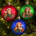 Custom Photo and Name Christmas Gifts for Kids - Personalized Full Wrap Ball Ornament