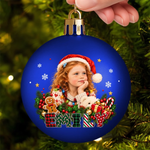Custom Photo and Name Christmas Gifts for Kids - Personalized Full Wrap Ball Ornament