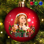 Custom Photo and Name Christmas Gifts for Kids - Personalized Full Wrap Ball Ornament