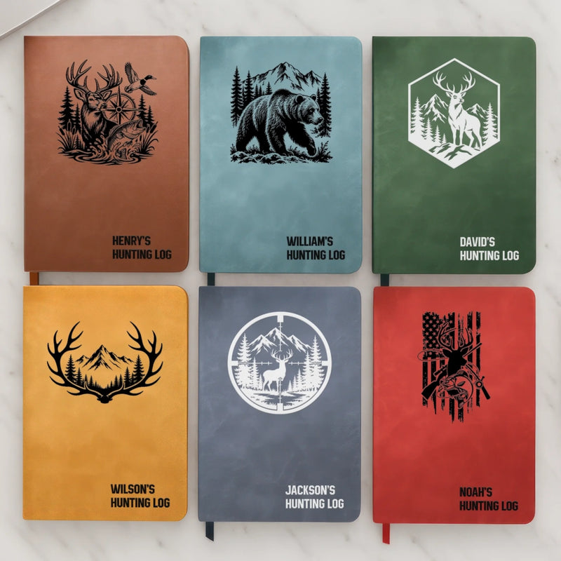 Custom Name Hunting Log Gifts - Personalized Leather Writing Journal