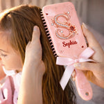 Custom Name Floral Monogram Gifts for Women - Personalized Paddle Hair Brush