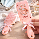 Custom Name Floral Monogram Gifts for Women - Personalized Paddle Hair Brush