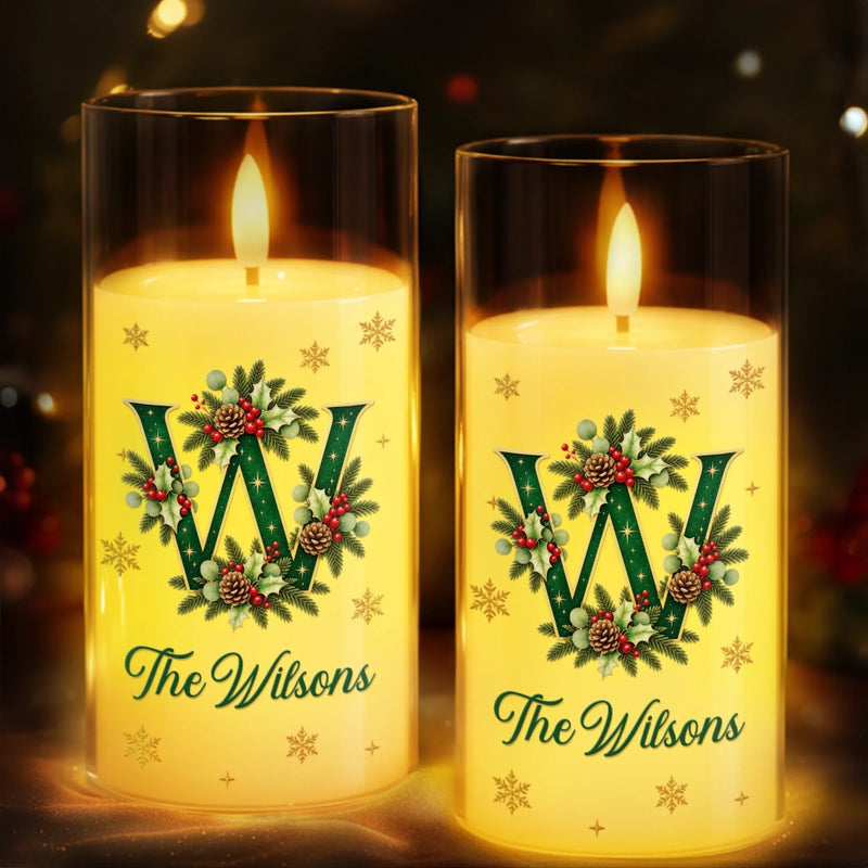Custom Christmas Family Name Decor - Personalized LED Candle Light