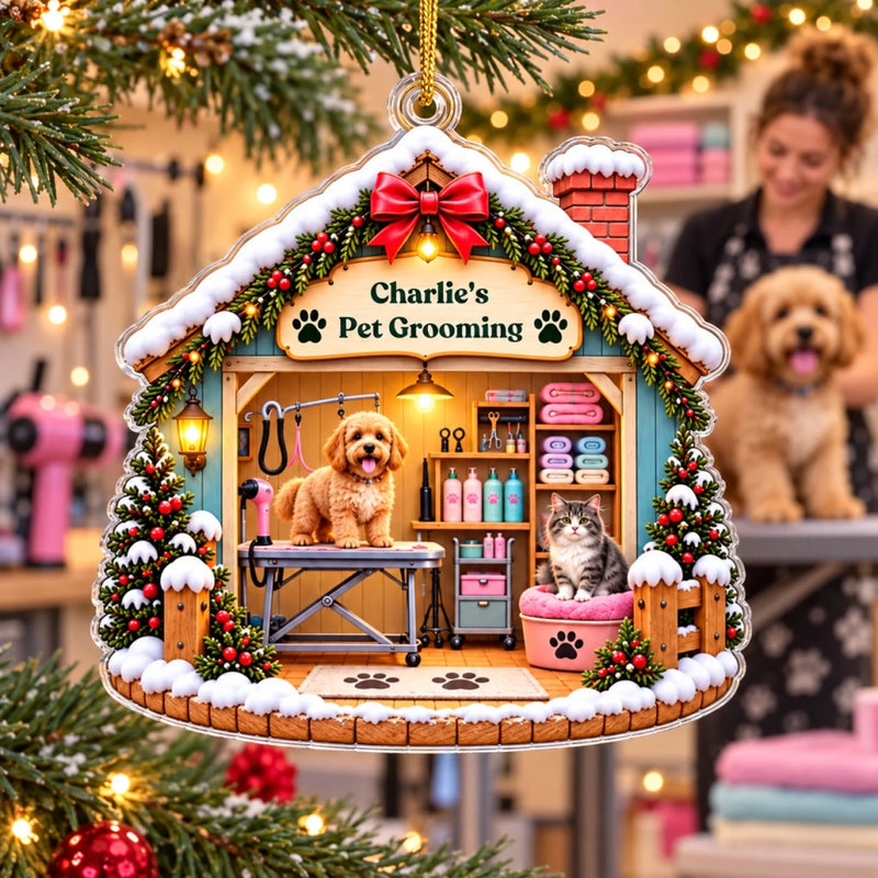 Custom Pet Grooming Christmas Gifts - Personalized Acrylic Ornament