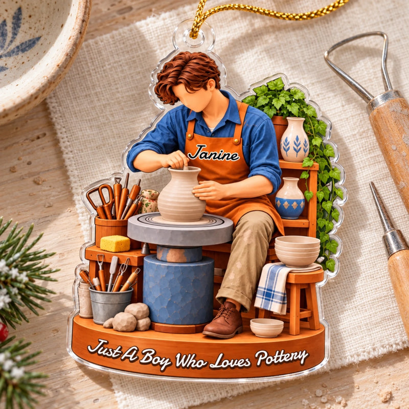 Personalized Acrylic Ornament – Christmas Gifts For Pottery Lovers – Born To Make Pottery
