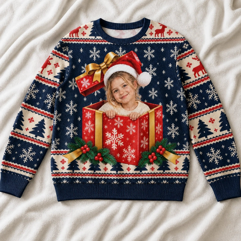Custom Photo Christmas Gifts for Kids - Personalized Ugly Christmas Sweater