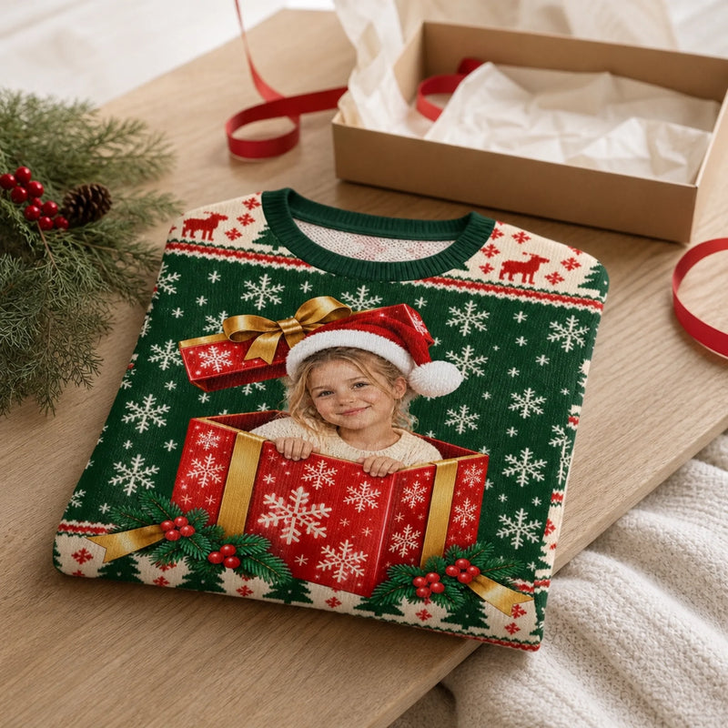 Custom Photo Christmas Gifts for Kids - Personalized Ugly Christmas Sweater