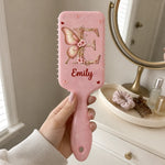 Custom Name Butterfly Gifts for Women - Personalized Paddle Hair Brush