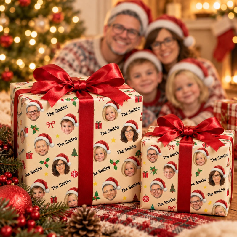 Custom Photo Christmas Gifts For Family - Personalized Wrapping Paper
