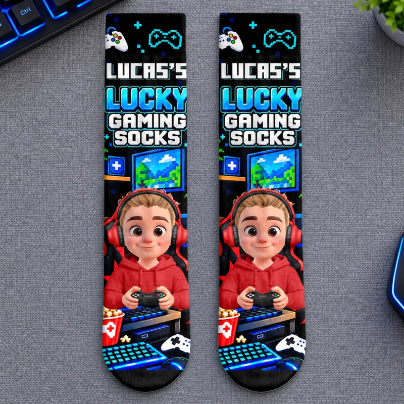 Custom Name Gaming Gifts for Kids - Personalized Middle Tube Socks