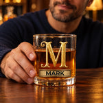 Custom Name Floral Butterfly Monogram Gifts - Personalized Whiskey Glass