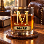 Custom Name Floral Butterfly Monogram Gifts - Personalized Whiskey Glass