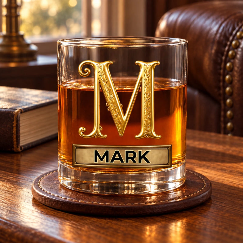 Custom Name Floral Butterfly Monogram Gifts - Personalized Whiskey Glass