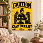 Custom Name Crazy Book Lady Gifts for Women - Personalized Metal Sign