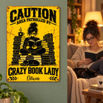 Custom Name Crazy Book Lady Gifts for Women - Personalized Metal Sign