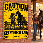 Custom Name Crazy Horse Lady Gifts - Personalized Metal Sign