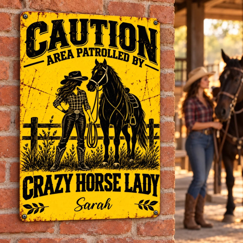 Custom Name Crazy Horse Lady Gifts - Personalized Metal Sign
