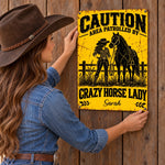 Custom Name Crazy Horse Lady Gifts - Personalized Metal Sign
