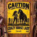 Custom Name Crazy Horse Lady Gifts - Personalized Metal Sign