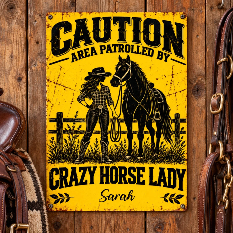 Custom Name Crazy Horse Lady Gifts - Personalized Metal Sign