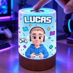 Custom Name Gamer Gifts for Kids - Personalized Dimmable Touch Night Light