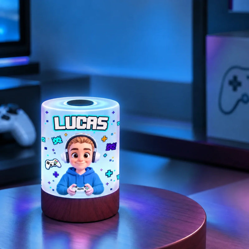 Custom Name Gamer Gifts for Kids - Personalized Dimmable Touch Night Light