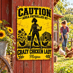 Custom Name Crazy Chicken Lady Gifts for Chicken Lovers - Personalized Metal Sign