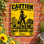 Custom Name Crazy Chicken Lady Gifts for Chicken Lovers - Personalized Metal Sign