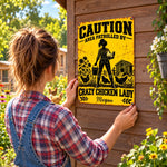 Custom Name Crazy Chicken Lady Gifts for Chicken Lovers - Personalized Metal Sign