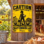 Custom Name Crazy Chicken Lady Gifts for Chicken Lovers - Personalized Metal Sign