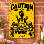 Custom Name Crazy Baking Lady Kitchen Decor - Personalized Metal Sign