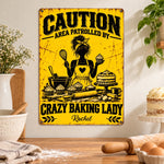 Custom Name Crazy Baking Lady Kitchen Decor - Personalized Metal Sign